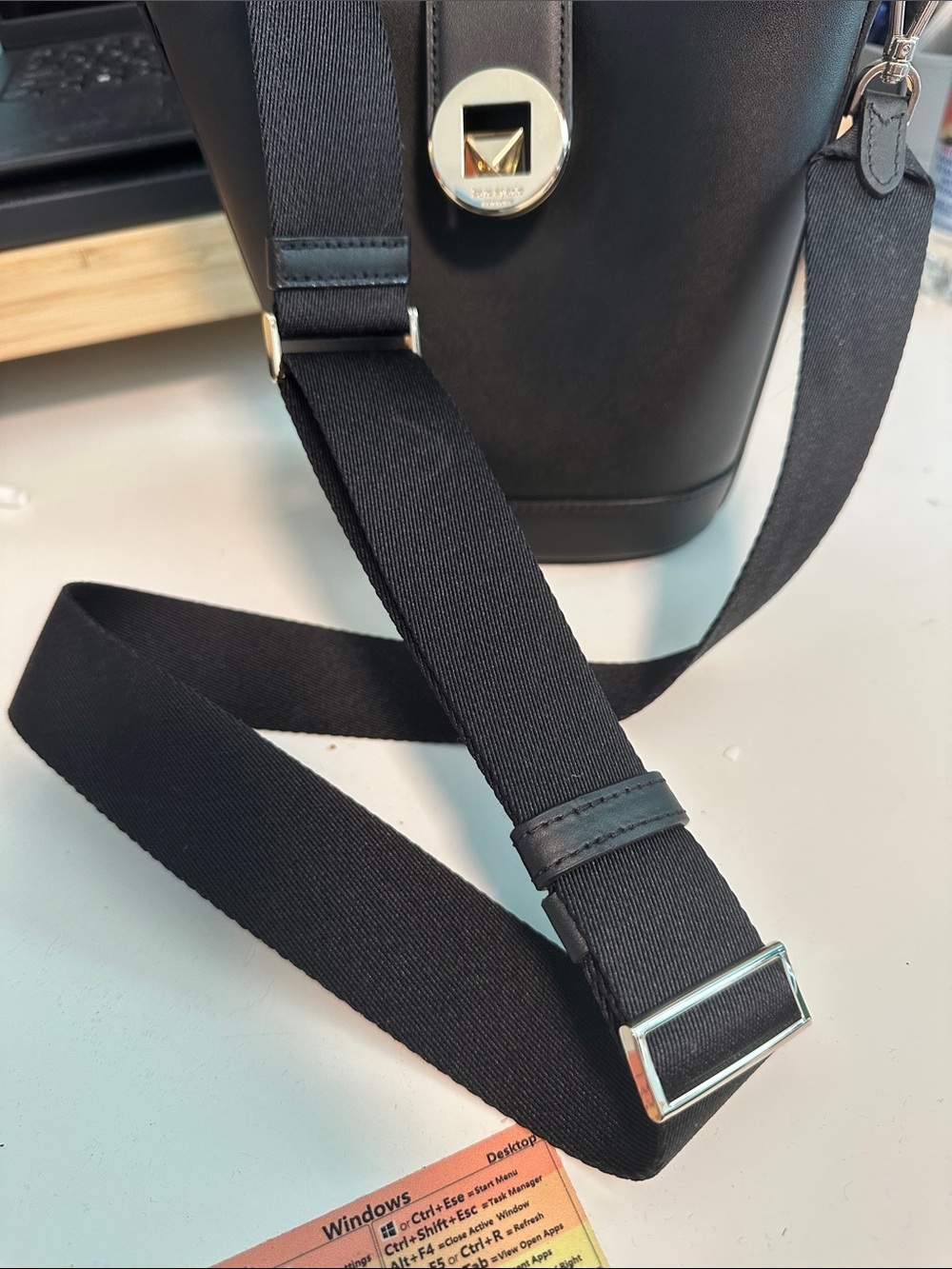 kate spade Black Bucket Crossbody with Gold-Tone Emblem - Picture 6 of 9